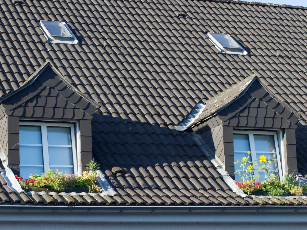 New charcoal architectural shingle roof with clean dormers and skylights